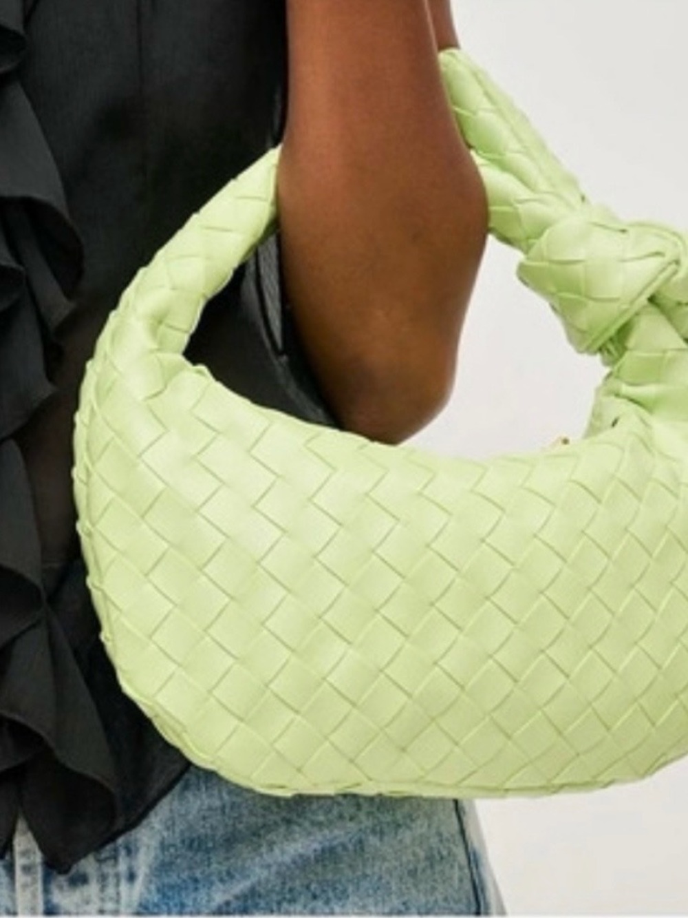 Urban Expressions Lizbeth Lime Green Woven Vegan Leather Clutch NWT
